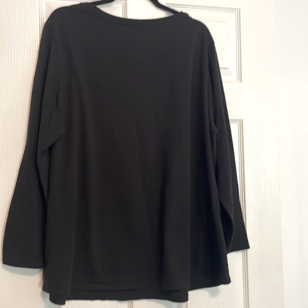 Terra & Sky Top Black long sleeve V- neck Sz 2x - Picture 3 of 5